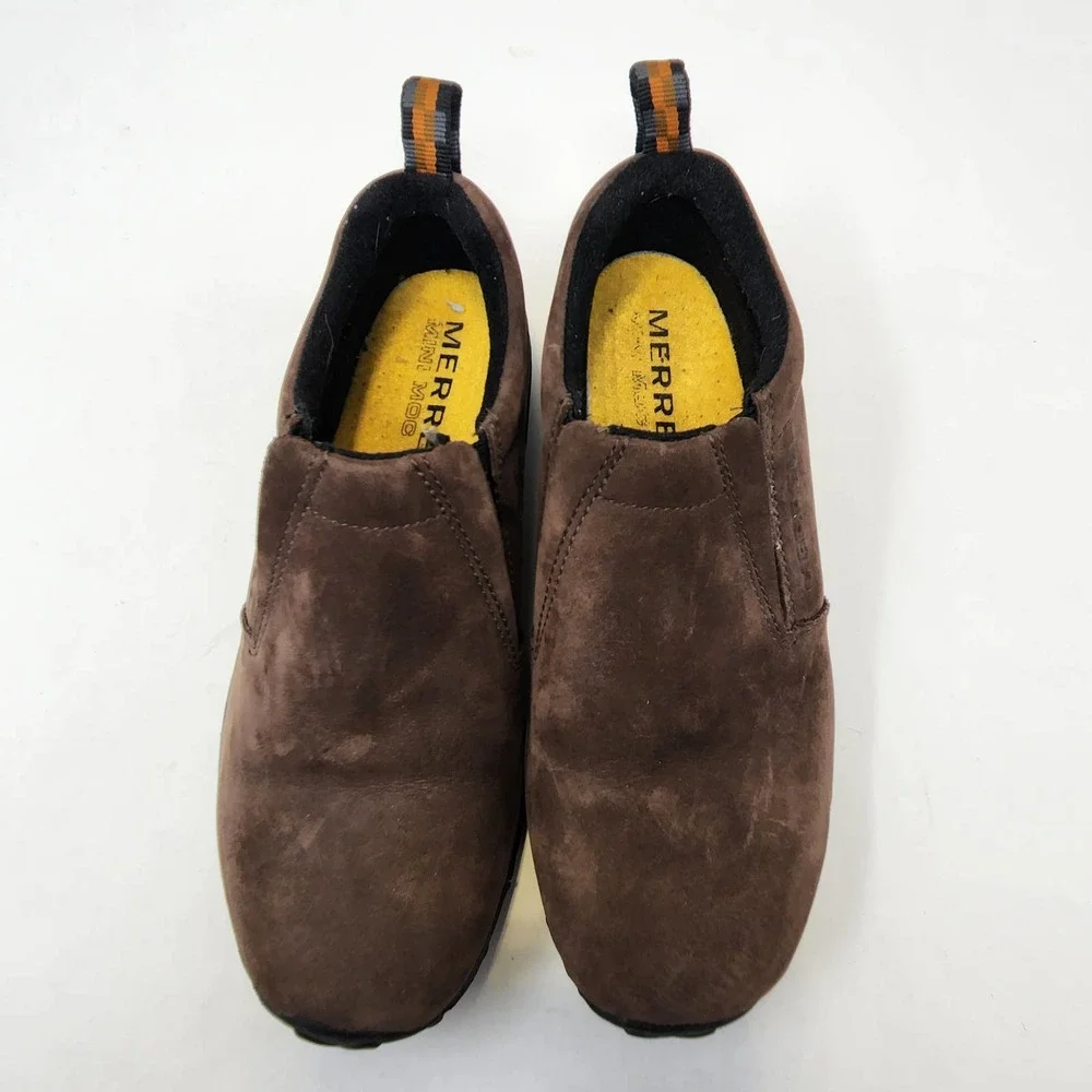 Merrell Kids Jungle Moc Slip on Shoes Size 5 Brown Nubuck Leather Comfort Shoes